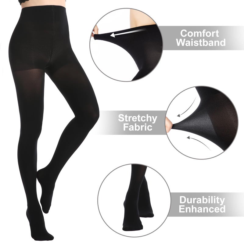MANZI Women's 6 Pairs Opaque Control-Top Tights with Comfort Stretch 70 Denier Medium - Image 5
